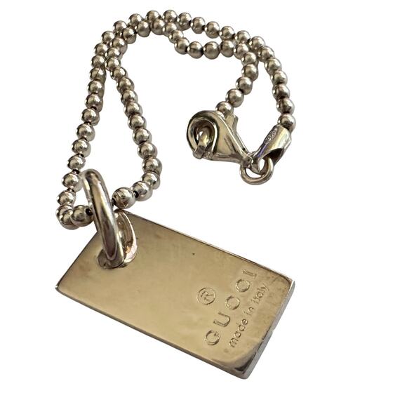 Gucci Silver Bar Logo Ball Chain Bracelet - Picture 3 of 12